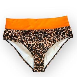 Orange Leopard Bikini Bottom Women Plus Sz 2XL‎ Tan Swimsuit BOTTOM ONLY NWOT